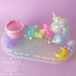 SALE 30%off ▼天然石　ブルーカルセドニー　ユニコーン　アクセサリー　トレイ　小物入れ　プレート　ディスプレイ