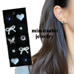 耳ツボjewelry 耳ツボシール　貼るピアス　耳つぼアクセサリー　チタン粒　リボン　ハート　シルバー　セラミック粒　耳ツボジュエリー　耳つぼダイエット