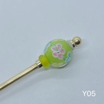 訳あり　Y05 かんざし　緑　蜻蛉玉かんざし　ネジ式かんざし　付け替え簪