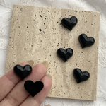 【4個】単色ブラック　ぷっくりハートカボション