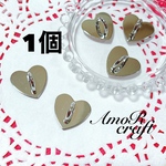 ハート　1個　シルバー　キーリングハンガー　ストラップ　金具　パーツ　スマホ　アモール