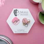 pinkクリア*ボタンピアス/イヤリング