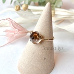 天然石 スモーキークォーツ シュガーローフカット リング ゴールド シルバー silver925