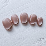 Smokey Pink マグネット、シャンパンゴールドラメ、フレンチ,ネイルチップセット【ネイルチップオーダー】