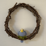 羊毛フェルトのセキセイインコ♡天然木リース