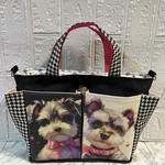 【ハンドメイド】♡シュナウザーちゃんと千鳥柄♡ポケット沢山お散歩バック