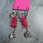 蛍光ピンクとクリアキラキラピアス🩷