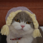 (紫)三つ編み付きかぶり物
