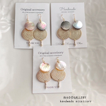☆brown shell＆デザインプレートピアス//イヤリング