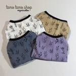 送料無料♡グレー オーガニックコットン 線画フラワー柄 タンクトップ XXS〜 犬服 ドッグウェア 綿100%