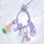 じゃらじゃらキーホルダーパープル花とくま