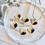 ☆再入荷【2pcs】カラフルハート&ジルコニアチャーム　18kgpゴールド　ブラック