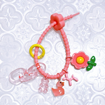 ピンクのお花じゃらじゃらキーホルダー