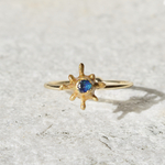 Renaissance 星粒の子 ring ✴︎ロンドンブルートパーズ　天然石リング　リング  star ring 星　八芒星　中世ヨーロッパ　アンティーク調　　【金属アレルギー対応】