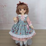 スィーツ柄のエプロンスカートセット（グリーン系×ピンク）✢幼SDｻｲｽﾞ
