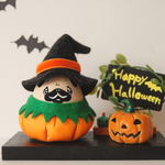 もうすぐハロウィン♡かぼちゃおばけのパグこけし