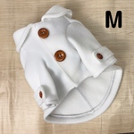 犬服　完成品　小型犬Mサイズ　コート　前開き　ホワイト　男女兼用　フリース