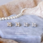 つけっぱなしOK💎サージカルステンレス 高品質ジルコニア フラワー（ゴールドorシルバー）金属アレルギー対応 ピアス  サージカルステンレス 人気 キラキラ ビジュー フォーマル セカンドピアス