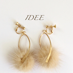 再×5＊ファーイヤリング/ピアス【beige】