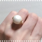 リッチなコットンパールのワイヤーリング