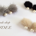 再×3＊コットンパールファーイヤリング/ピアス