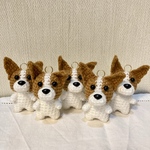 【bud0711様専用】編みぐるみ犬キーホルダー：ジャックラッセルテリア(立ち耳ジャック)