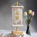 【スタンド付】刺繍名前旗【チューリップ|オフホワイト|小サイズ】命名書 出産祝い ひな祭り こどもの日 お雛様 桃の節句 女の子