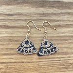 インド刺繍リボン　ブラックゴールド　フックピアス
