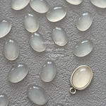 ミニ　ホワイトスモークアクリルオーバルカボション 〔8個〕