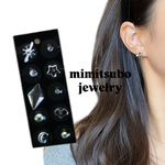 耳ツボjewelry 耳ツボシール　貼るピアス　耳つぼアクセサリー　チタン粒　リボン　ハート　ピンク