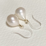 ✨シンプル一粒ドロップ淡水パールピアス/イヤリング変更可