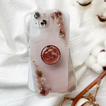 【ナチュラルクリアブラウン】  押し花スマホケース　phone 14 13 SE2 8 11 12 12mini android ソフトケース　手帳型ケース　ドライフラワー　スマホリング　ブラウン　