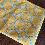 刺繍生地【70㎝×50㎝】【イエロー】サークル柄　コットンリネン　タンバリン柄