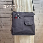 コインスルー　お財布機能付き　お財布バック　ショルダーバック　サコッシュバック　ポシェット　帆布　34番ダークグレー　色変更可能