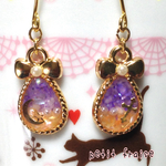 再販♡リボンパール雫ピアス♡月と十字架♡ノンホール可
