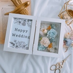 かすみ草とブルーローズのフォトフレーム　子育て感謝状　両親贈呈品　写真立て　結婚祝い　出産祝い　ウェルカムスペース　記念日　誕生日