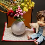 縁台兼こたつ用ミニカバー　シルバー模様（10cm角）　ミニチュア