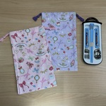 現品限り❗️⑦【カトラリー入れ カトラリー袋 2枚セット】 w15×25cm【コップ袋】水色 ラベンダー バレエ 化粧品. 女の子　幼稚園　小学校