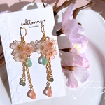 2/3(土)〜✨ しだれ桜🌸 ピアス イヤリング チェコビーズ     ワイヤーフラワー ディップアート 金属アレルギー対応金具あり