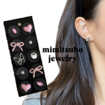耳ツボjewelry 耳ツボシール　貼るピアス　耳つぼアクセサリー　チタン粒　パープルリボン