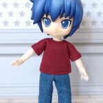 オビツ11 服 お洋服 ワインレッド Tシャツ シンプル
