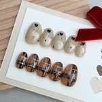 【9】バレンタインネイルチップ チェックネイルチップ ハートネイルチップ ハンドメイド