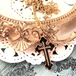 ダブルクロス 十字架 チャーム ネックレス ペンダント ブラック 黒 アクセサリー マリア マリア様 クロス グッズ 聖母マリア