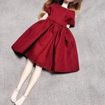 ▽再販7 シンプル ワインレッド 赤 ワンピース 22cmドール リカちゃん 服 ジェニーちゃん洋服
