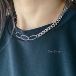 oval chain×Figarochain  necklace / silver 金属アレルギー対応