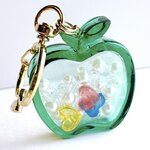 【1/31:nkns_h様】💛❤💙 ぷっくり3色ハート入りの青りんごキーホルダー　S-6