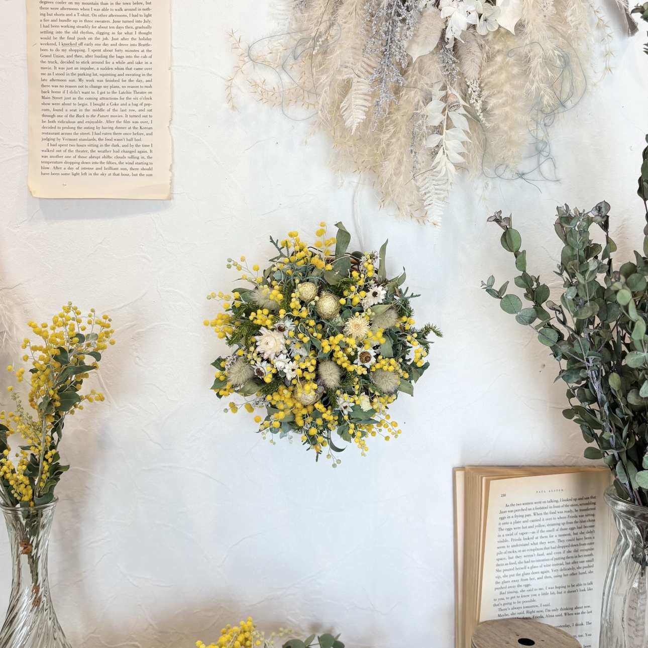 ドライフラワーリース◇natural ◇ミモザゴールデントップ