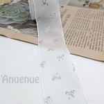 オーガンジーリボン【Glitter silver ribbon design / ホワイト】40mm×1m