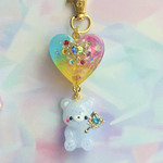 キラキラブルーくまちゃん♡ レジン キーホルダー