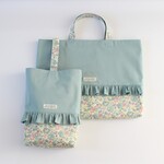 ☆花柄ブルー ☆入園入学２点セット　レッスンバック＆シューズバック